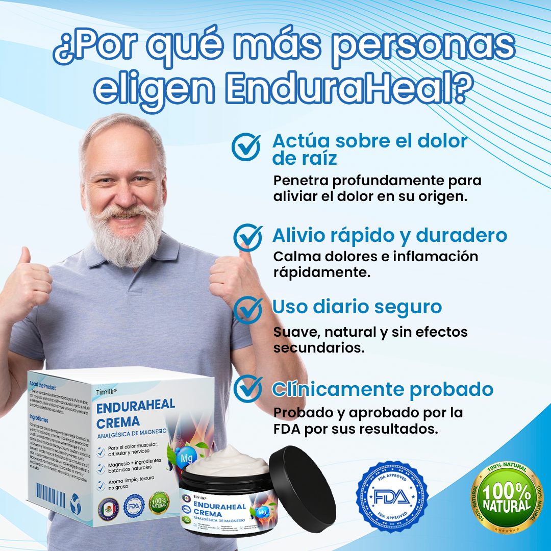 Crema analgésica de magnesio Timilk® EnduraHeal ⚕️(trata la artritis, la neuropatía, el reumatismo, las lesiones deportivas y más)