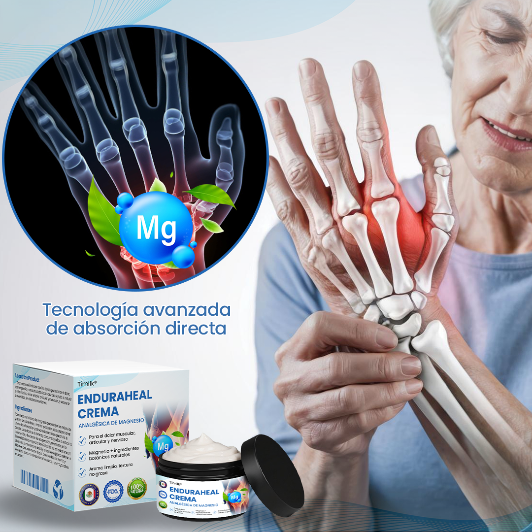 Crema analgésica de magnesio Timilk® EnduraHeal ⚕️(trata la artritis, la neuropatía, el reumatismo, las lesiones deportivas y más)